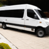 Private van airport transfer Medellín – Mercedes Sprinter side view for VIP group travel